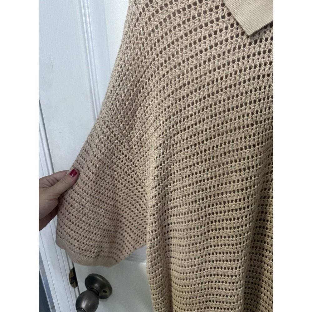 Varley Clayton Cotton Mesh Knit Polo Sweater Oversized Quarter Zip Size XL - Picture 4 of 10